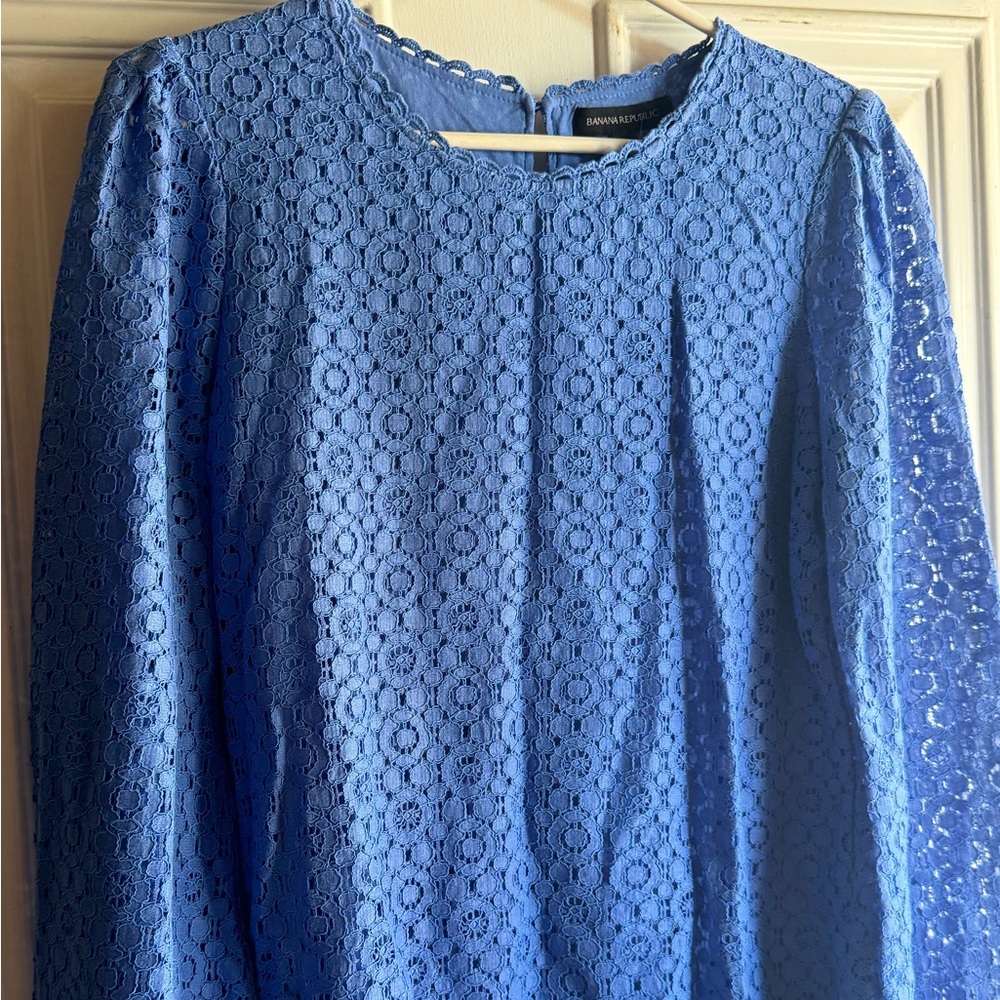 Banana republic blue lace modal top